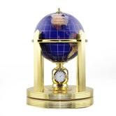 Polished Stone Globe with Brass Clock Stand