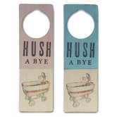 "Hushabye" Wooden Doorknob Sign in Distressed Turquoise