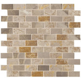 Jade 1" x 2" Decorative Brick Mosaic in Taupe