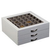 Liza Glass Top Jewelry Box in White