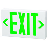 LED Exit Sign in Green LED and White Housing with Battery Backup