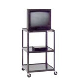 Pixmate 25" x 30" Shelf Large Adjustable Height Television Cart [Up to 54" Height]