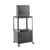 Pixmobile 25" x 30" Shelf Height Adjustable Cart With Cabinet [32" -54" Height]