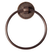 Hammered Copper Towel Ring with Round Backplate