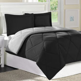 Columbine Microfiber Mini Comforter Set in Black / Gray