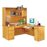 Waterfall L-Shape Computer Desk with Hutch Top (Right)