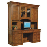 Urban Executive Leather Top Credenza with Hutch