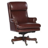 Leather Executive Office Chair with Brass Nailhead Trim