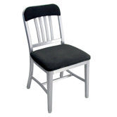 Navy Upholstered Mid-Back Office Chair with Arms