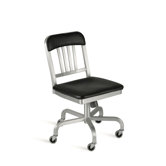 Navy Mid-Back Semi-Upholstered Swivel Office Chair
