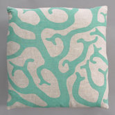 Coral Turquoise Pillow on Natural Linen