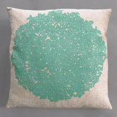 Hydrangea Turquoise Pillow on Natural Linen