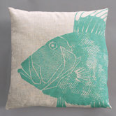 Dory Turquoise Pillow on Natural Linen
