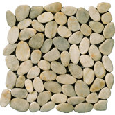 Natural Stone 12" x 12" Flat Rivera Pebble Mosaic in Cream
