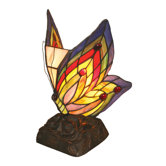 Tiffany Style Butterfly Accent Table Lamp with Nine Cabochons