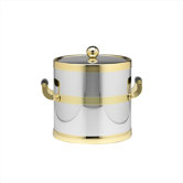 Americano 3 Qt Ice Bucket with Wood Side Handle in Chrome