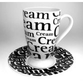 Coffee Bar No.7 Writing Irish Cup and Saucer (Set of 2 )