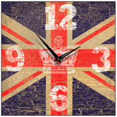 Union Jack Crown Vintage Square Wall Clock