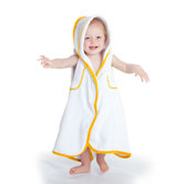 aacua 4 in 1 Bath Towel with Yellow Trim in White