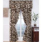 Brown Zebra Drapes and Valance Set