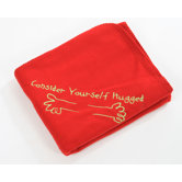 Fleece Throw in Red with Lime Hug
