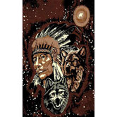 African Adventure Indian with Wolves Novelty Rug