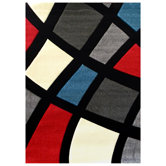 Studio 606 Black Geometric Color Block Design Rug