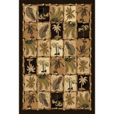 Oasis Palm Design Black Novelty Rug