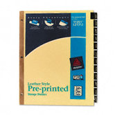 Gold Reinforced Preprinted Tab Dividers in Black Leather