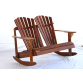 Signature Teak Adirondack Double Back Rocking Chair