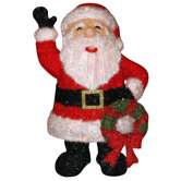 Santa Claus with Wreath Statue