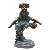 Girl Jumping Over Boy Statue