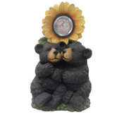 2 Bears with Sunflower Solar Light Statue