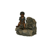 Fountain with Boy Holding Spitting Frog and Halogen Light