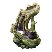 Two Tier Log Fountain with LED Lights