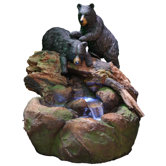 Fiberglass Bears Stream Fountain with LED Light