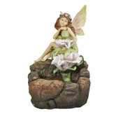 Polyresin Fairy and Flowers Fountain with LED Light