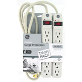 2 Count 6-Outlet 104 Joules Surge Strip
