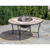 Basilica Mosaic Fire Pit and Beverage Cooler Table