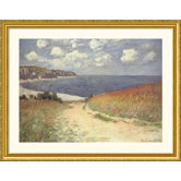 Chemin Dans Les Bles a Pourville  Gold Framed Print - Claude Monet