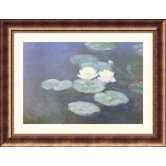 Nympheas Effet Du Soir (Water Lilies in the Evening) Bronze Framed Print - Claude Monet