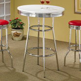 Red Cliff 29" Bar Stool with Red Cushion in Chrome