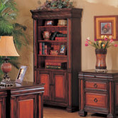 Redlands Bookcase in Brown and Warm Cherry