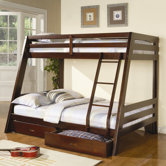 Mullin Twin over Full Bunk Bed with Built in Ladder and Storage