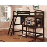 Dorena Twin Low Loft Bed with Desk and Bookshelves