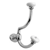 2-Prong Hook in Chrome with  Porcelain Knobs