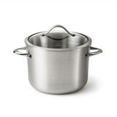 Contemporary Stainless Steel 12-qt. Stock Pot with Lid