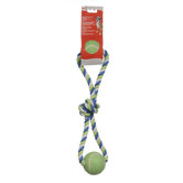 Dogit Striped Cotton Loop Tug with 2 Tennis Ball Dog Toy