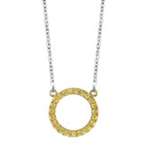 "Love Shape Yellow Circle" 18kt Yellow Gold and Yellow Sapphire Necklace with White Gold Chain