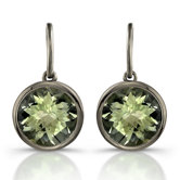 Moonstruck Sterling Silver and Green Quartz 11ct Earrings with Black Rhodium